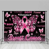 Lofaris Breast Cancer Awareness Backdrop with Pink Ribbon Butterfly Hope Faith Courage Support for Fundraiser Event